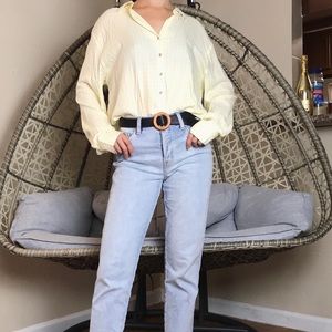 Maurice Vintage Gingham Long Sleeves Top - Yellow